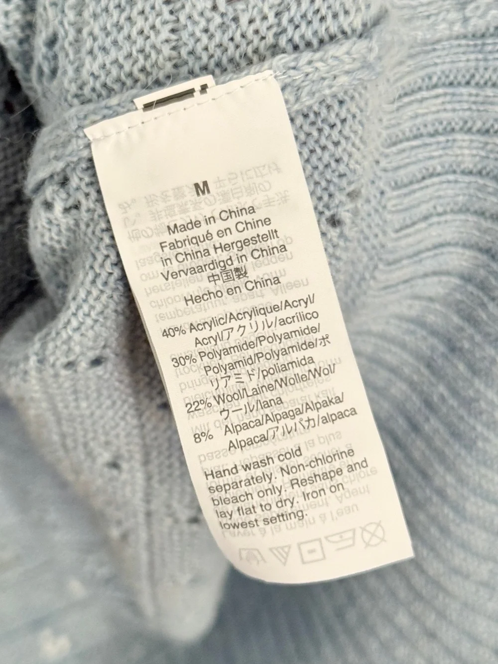 J. Crew Wool Alpaca Pointelle Crewneck Sweater Light Blue Women’s Size Medium